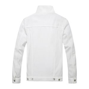 Veste en jean blanche personnalisée pour homme, boutonnée, manches longues, style décontracté, avec poches à rabat sur la poitrine - Product Image 2