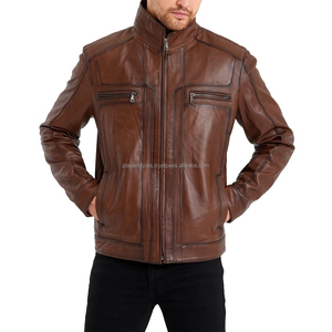 <b>Men's</b> High Quality Leather Bomber <b>Jacket</b> Motorcycle Rider Fashion Outerwear Custom Logo OEM ODM At Factory Price Manufacturer - Product Image 2