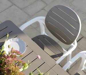 Plastic <b>Chair</b> with Wood Grain Pattern and Comfortable Armrests for Indoor <b>Outdoor</b> Commercial Furniture Use - Product Image 4