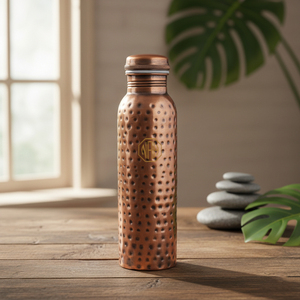 Botella de Agua de Cobre Puro Martillado de 750 ml Directo de Fábrica |   Diseño Metálico de Lujo Ecológico y Libre de BPA con Tapa e Impresión en Esmalte - Product Image 4