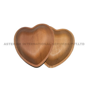 Ensemble de vaisselle en feuille de bambou biodégradable écologique en forme de coeur PP assiettes bols compostables jetables fournitures de fête en vente - Product Image 4