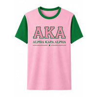 T-shirt à manches courtes Alpha rose vert, col rond, coupe classique avec motif lettres, t-shirt décontracté en tricot pour homme