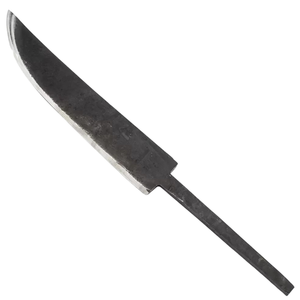 Lame de couteau en acier au carbone noir avec bord de coupe argenté, lame incurvée et pointue, et queue allongée pour la fabrication de manches personnalisés - Product Image 5
