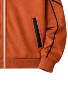Conjunto Deportivo Personalizado Color Naranja Óxido para Hombre, Chaqueta con Cierre Completo y Pantalones Jogger, Fabricante de Ropa Deportiva y para Gimnasio - Product Image 3