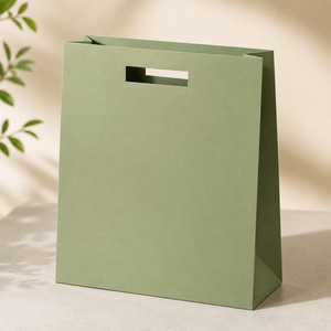 Sac en papier vert EcoRev avec poignée en ruban, sac plat standard écologique pour les achats professionnels - Product Image 2
