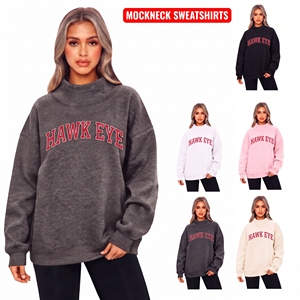 Custom Streetwear Soft Cotton Mockneck Pullover Sweater <b>Jumper</b> Cotton Fleece Reversible Oversized Women Mock Neck Sweatshirt - Product Image 1
