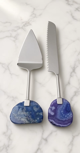Ensemble de spatule et couteau à gâteau avec manches en résine, finition brossée en acier inoxydable, ustensiles de service pour mariage, ensemble de spatules à gâteau en gros - Product Image 6