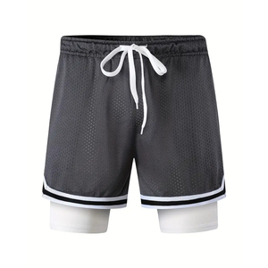 Pantalones Cortos de Malla para Hombre, Estilo Urbano, Lavado Ácido, Desgastados, Vintage, de Poliéster y Spandex, con Logotipo Personalizado, Tallas Grandes - Product Image 1