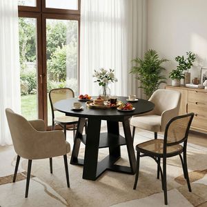 Tavolo da Pranzo Ovale Moderno per Cucina, 110-150 cm, Base in Legno Estensibile con Pannelli Rimovibili, Salvaspazio per 4-8 Persone - Product Image 4