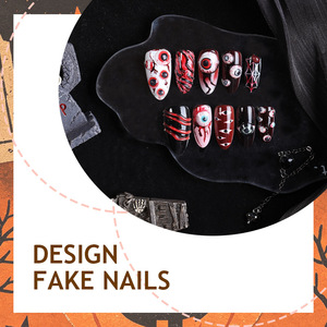 Halloween Press On Nails Set <b>Spider</b> Web Ghost Pumpkin False Nails Acrylic <b>Fake</b> Nails for Women Holiday Party Gift Wholesale - Product Image 4