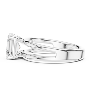 Anillo de diamante solitario de oro blanco de 14k con certificado GRA, diamante de corte Asscher brillante con engaste de puntas, joyería de diamante cultivado en laboratorio al precio más bajo. - Product Image 2