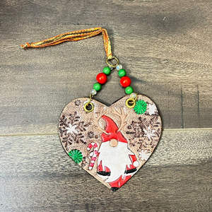 เครื่องประดับต้นคริสต์มาสหนังแท้100% ทำมือแบบตะวันตกที่แขวนรูปหัวใจทำด้วยมือ - Product Image 3