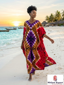 Printed <b>Kaftan</b> Dress Women <b>Summer</b> Beach Cover Up Loose Fit Silk Cotton Rayon Polyester Custom Manufacturer Bulk Order Supply - Product Image 6