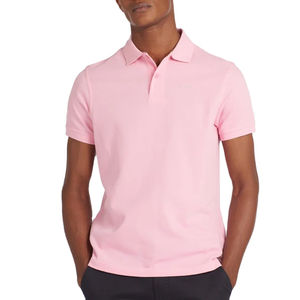 Polo en coton personnalisé pour homme, manches courtes, coupe ajustée, couleur unie, avec poche, respirant, tendance estivale - Product Image 1