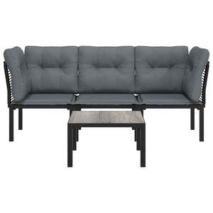 <b>Black</b> Rattan Garden Lounge Set 4 Seater Steel <b>Frame</b> Contemporary Outdoor Furniture - Product Image 3