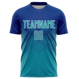 Camiseta de Fútbol Personalizada Azul Turquesa, Uniforme de Equipo, Camiseta Deportiva de Manga Corta con Nombre y Número - Product Image 2