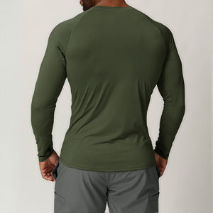 Camiseta de Manga Larga para Hombre, Cuello Redondo, Corte Regular, Color Sólido, Informal, de Algodón Tejido Transpirable - Product Image 3