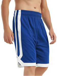 Pantalones Cortos de Baloncesto de Dos Tonos, Malla Azul Rey con Franjas Laterales Blancas, Ropa Deportiva para Hombre, Venta al por Mayor - Product Image 4