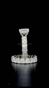 ชุดแหวนเพชรโมอิสสีเงินล้วนสำหรับผู้หญิงชุดแหวน S925เจ้าหญิง5CT 3CT - Product Image 4