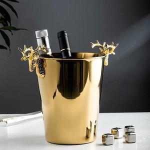 Ribbed Stainless Steel <b>Ice</b> <b>Bucket</b> Wine Chiller with Ring Handles for Bar Restaurant Wedding Party <b>Table</b> Buffet - Product Image 5