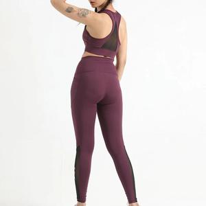 Ensemble de yoga pour femmes au design optimal, logo personnalisé sur le devant, haute qualité, Spandex/Polyester, dentelle réversible, ensemble 2 pièces, taille élastique, prix bas - Product Image 5