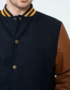 Custom <b>Men</b> Varsity Letterman <b>Jacket</b> College Baseball Style Wool Blend <b>Leather</b> Sleeves OEM ODM Manufacturer Supply - Product Image 2