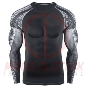 New Latest <b>Design</b> Long Sleeve Slim Fit Men Rash Guard Best Quality Gym Fitness Wear Rash Guard for Men - Product Image 2