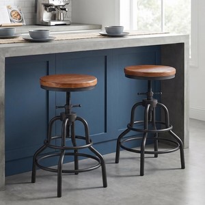 Sillas de Bar Giratorias Ajustables de Madera de Mango al por Mayor |   Hecho a Mano en India - Product Image 6