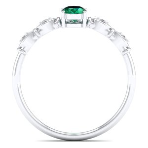 Bagues de fiançailles REYES en or 14 carats de haute qualité avec émeraude taille ovale de 0,5 carat et moissanite, bijoux fins à prix de gros - Product Image 4