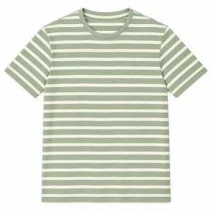 เสื้อยืดผู้ชายลายทางแบบสั่งทำพิเศษ OEM ผ้าฝ้าย 100% คอกลม แขนสั้น สไตล์ลำลอง สตรีทแวร์ ทรงโอเวอร์ไซส์ แฟชั่นฤดูร้อน - Product Image 4