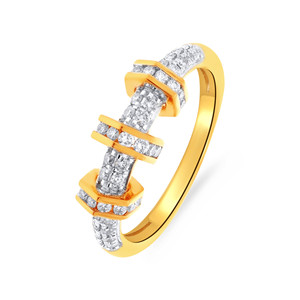Anillo Abierto Geométrico de Diamantes Naturales en Oro Amarillo de 18K de Lujo para Mujer, Elegante Joyería Fina para Aniversario de Bodas - Product Image 1