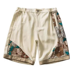 Custom Vintage Streetwear Shorts Hombres paneles de impresión Retro Liso Diseño Estampado 100% Algodón Transpirable Hombres Pantalones Cortos - Product Image 1