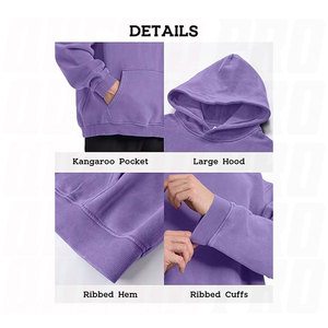 เสื้อฮู้ดดี้ทรงโอเวอร์ไซส์สไตล์วินเทจ ล้างสีแบบแอซิดวอช สำหรับผู้ชายและคู่รัก เสื้อสเวตเชิ้ตเนื้อหนา ผ้าฝ้ายฟลีซนุ่ม - Product Image 5