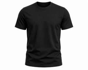 T-shirt en coton noir à manches courtes pour homme, col rond, coupe classique, couleur unie, respirant, style jersey tricoté - Product Image 1