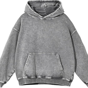 Sweat-shirt à capuche pour homme, couleur unie, effet délavé, coupe ample, tricoté en molleton, style décontracté, automne, beige - Product Image 6