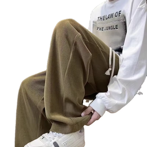 Pantalon de jogging ample et droit en coton 100% léger et respirant, à rayures, coupe décontractée, effet délavé soleil pour homme - Product Image 6