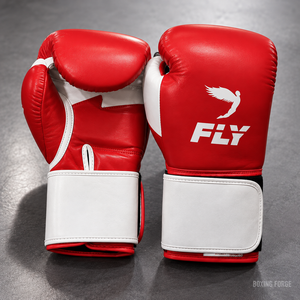 Fly <b>Red</b> Leather Boxing Gloves Velcro Closure Training Gloves for Adults Breathable Design - Product Image 5