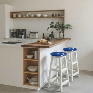 4GoodThings Recycled Plastic Eco-Friendly Durable Strong Bar <b>Stool</b> Minimalist Design Wood Frame Home Bar Hotel Farmhouse Dining - Product Image 3