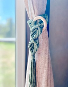 <b>Macrame</b> <b>Curtain</b> Tiebacks: Boho Window Decor, Eco-Cotton Cord - Product Image 2