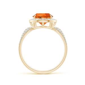 Women's 18K <b>Gold</b> <b>Cocktail</b> <b>Ring</b> With Pear Shape Topaz And Pave Diamond Halo Luxury Statement Jewelry - Product Image 2