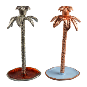 Support de bougie en aluminium fait main en forme de cocotier, finition plaquée, design écologique, décoration d'intérieur, dîner - Product Image 6