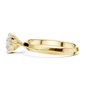 Bague de fiançailles solitaire en or jaune avec diamant rond taille brillant pour femme, style classique - Product Image 3