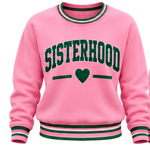 <b>Pink</b> Sisterhood <b>Heart</b> Graphic Women Sweatshirt Knitted Rib Crew Neck Long Sleeve Casual Pullover Fashion Ladies Custom <b>Top</b> - Product Image 1