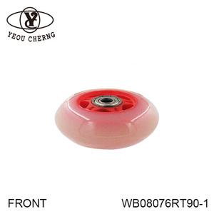 YEOU CHERNG Inline Skate <b>Wheel</b> WB08076RT90-1 Front Red Transparent Plastic With Bearing 6mm Bore - Product Image 5