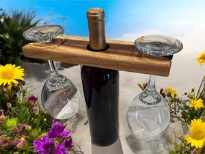 Wooden Wine Bottle And Glass Holder Rack Perfect For Dining <b>Table</b> And Romantic Dinner Party Display Wholesale From India - Product Image 6