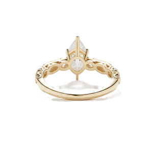 แหวนเพชรทรงมาร์คีส์เพาะเลี้ยงในห้องปฏิบัติการ แบบหนามเตยเพชรเดี่ยว ประดับเพชรแบบพาเว่ วงแหวนทองคำแท้ 10K 14K 18K แบบครึ่งวงนิรันดร์ สำหรับงานแต่งงาน - Product Image 5