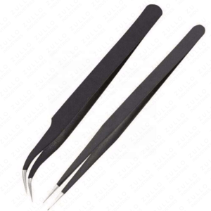 2 <b>Pc</b> Black S & I Shape Eyelash Tweezers <b>Set</b> Stainless Steel Professional Lash Extension Tools Wholesale Private Label - Product Image 6