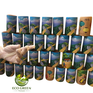 Tasse en bambou artisanale avec des scènes colorées de rizières pour cadeaux naturels, souvenirs de voyage, décoration intérieure, vente au détail et présentoirs - Product Image 4
