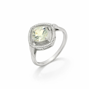 Anillo de Plata de Ley 925 con Aguamarina Amarilla, Corte Cojín, Engaste de Garras, Diseño de Cuerda, Minimalista, Chapado en Oro y Rodio - Product Image 5