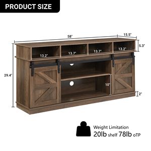 Mobile TV in Legno Stile Moderno Farmhouse con Ante Scorrevoli, Mobile Contenitore Regolabile per Soggiorno Stile Sh - Product Image 6